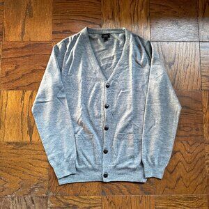 Men's J.Crew Merino Wool Cardigan Sweater - Gray - Medium - V-Neck Buttoned